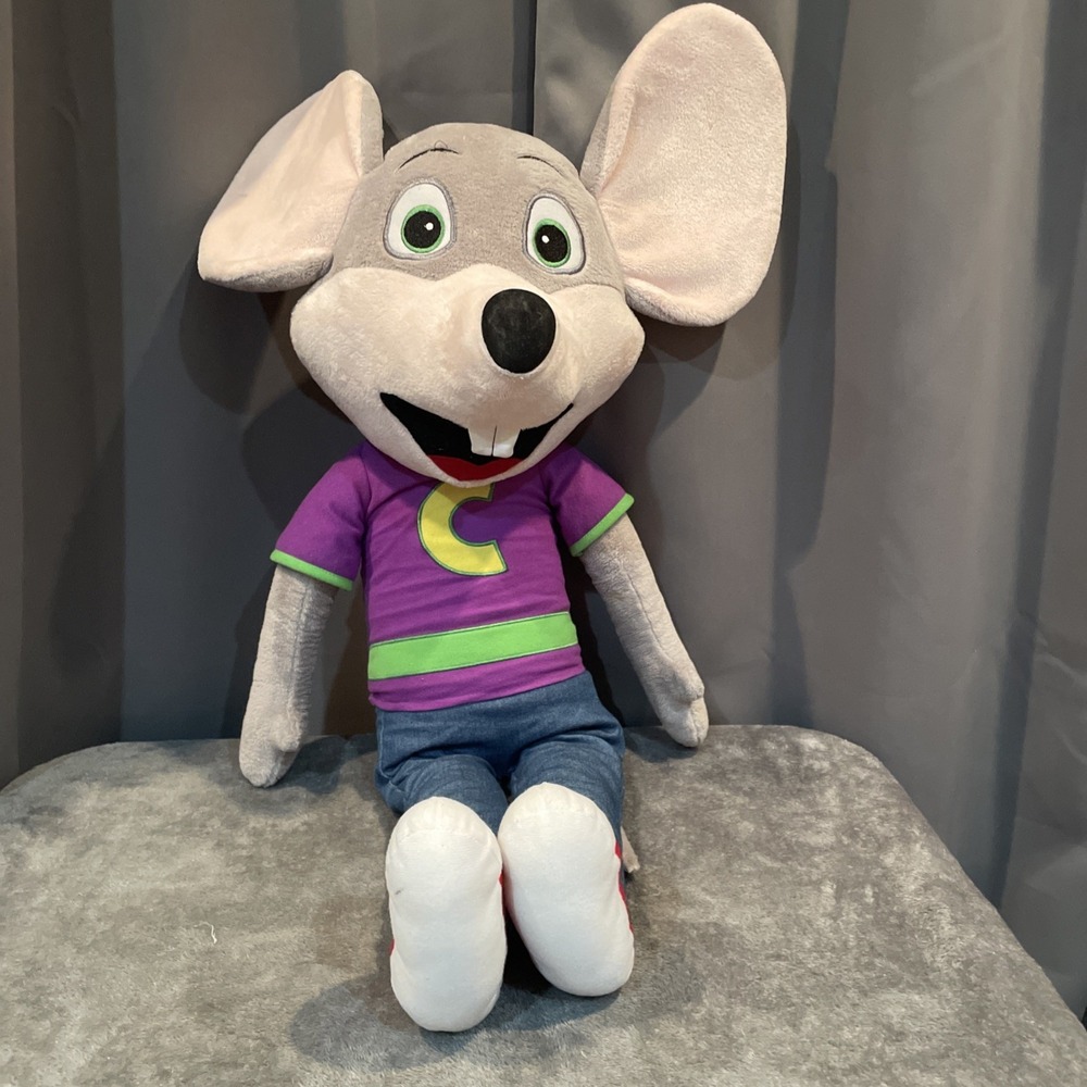 Chuck E Cheese 32" Tall Plush Purple Shirt - Showbiz Pizza Good Condition